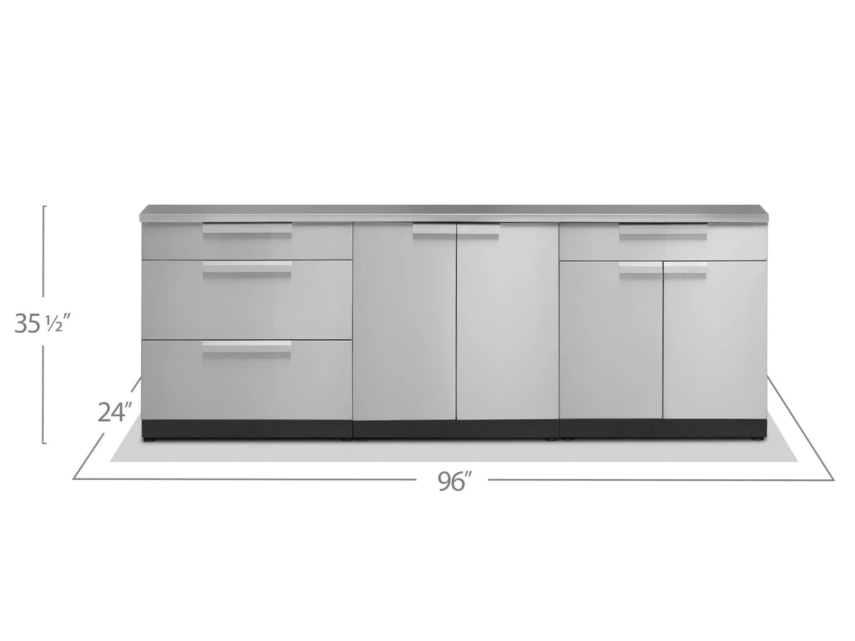 Outdoor Kitchen Stainless Steel 3 Piece Cabinet Set with 2-Door, 2-Door Drawer and 3-Drawer Cabinet