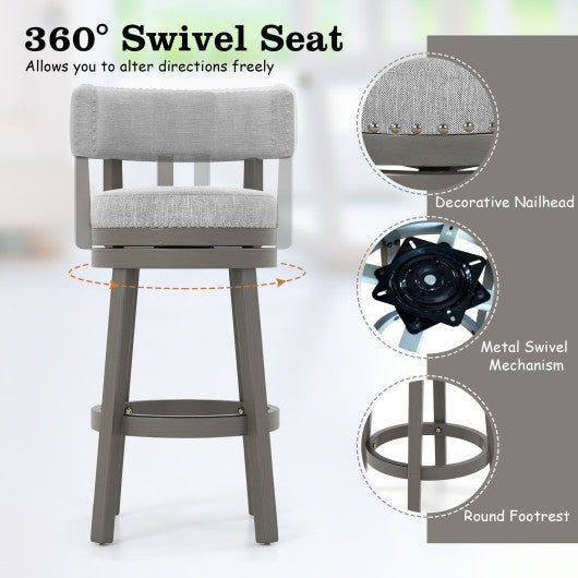 27/31 Inch Swivel Bar Stool with Upholstered Back Seat and Footrest-31 inches