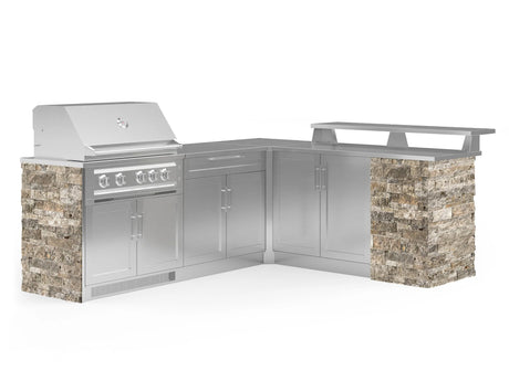 Outdoor Kitchen Signature Series 8 Piece L Shape Cabinet Set with 2 Door, Bar, Platinum Grill and Grill Cabinet