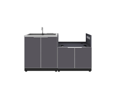 Outdoor Kitchen Aluminum 2 Piece Cabinet Set with Sink and Grill Cabinet