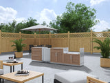 Outdoor Kitchen Stainless Steel 4 Piece Cabinet Set with 3-Drawer, Bar, Grill Cabinet and Fridge