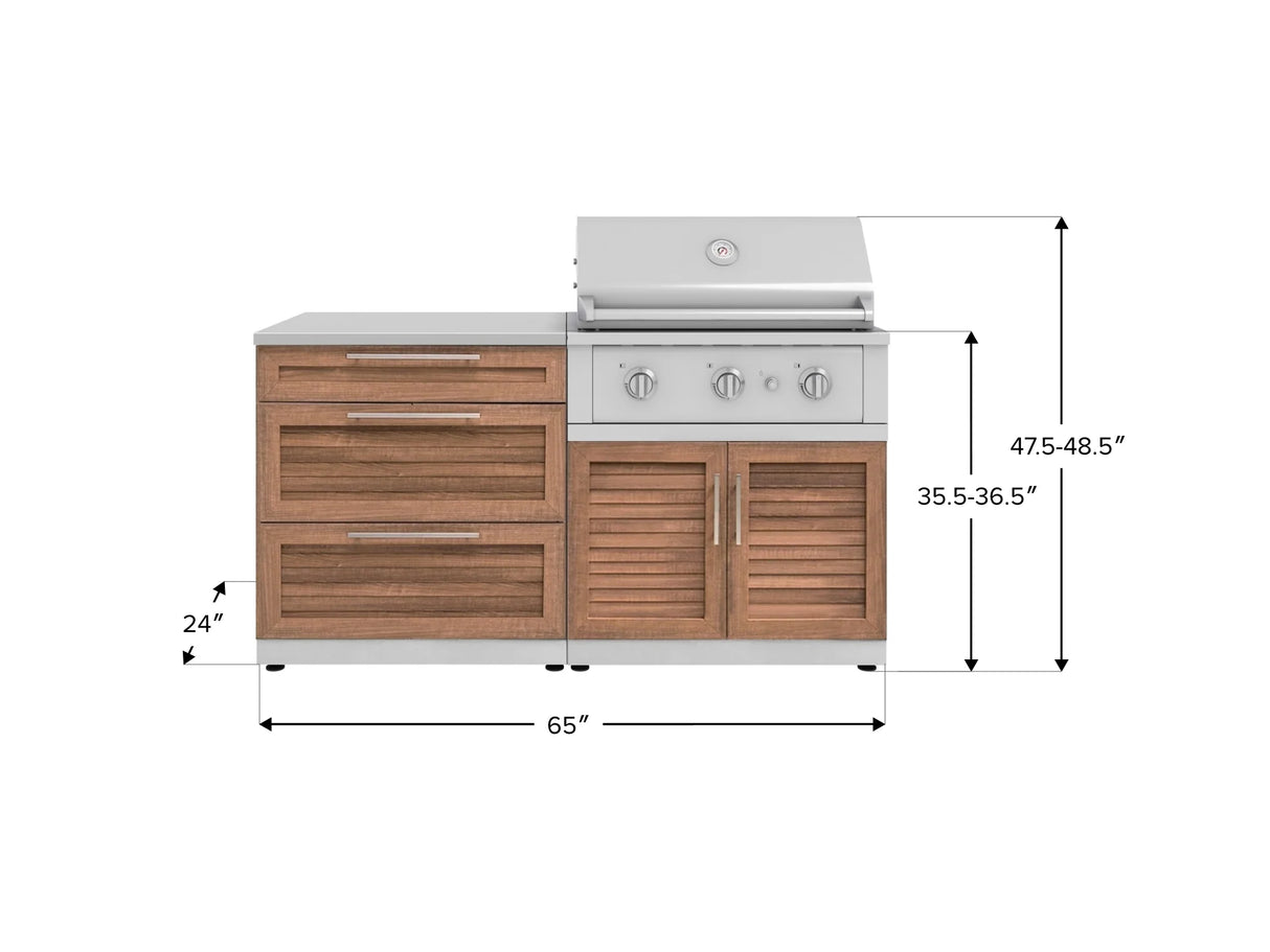 Outdoor Kitchen Stainless-Steel 4 Piece Cabinet Set with 3 Drawer, Grill Cabinet, Performance Grill, and Countertop