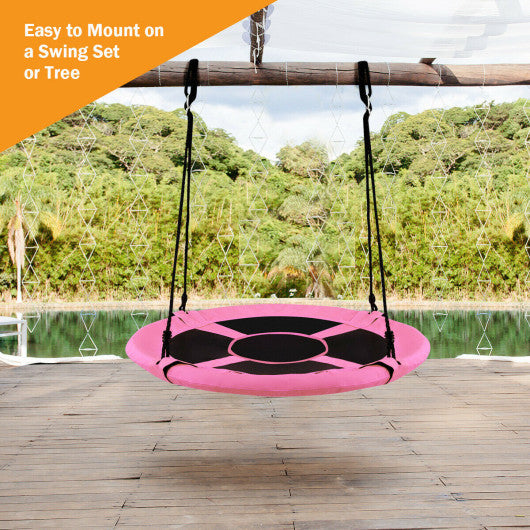 40 Inch Flying Saucer Tree Swing Indoor Outdoor Play Set-Pink