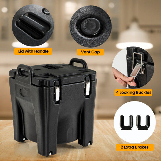 32 QT Portable Insulated Food Carrier with Stainless Steel Barrel for Catering Camping-Black