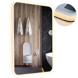 32 x 24 Inch Shatterproof Wall Mirror with 3-Color Lights and  Anti-Fog Function