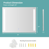 32 x 24 Inch Quadrate Wall Mirror with 3-Color Lights and  Anti-Fog Function