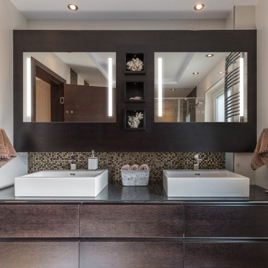 32 x 24 Inch Quadrate Wall Mirror with 3-Color Lights and  Anti-Fog Function