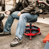 330 LBS Capacity Pneumatic Rolling Mechanic Stool with Padded Seat-Red