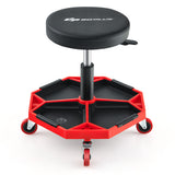 330 LBS Capacity Pneumatic Rolling Mechanic Stool with Padded Seat-Red