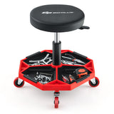 330 LBS Capacity Pneumatic Rolling Mechanic Stool with Padded Seat-Red