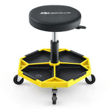 330 LBS Capacity Pneumatic Rolling Mechanic Stool with Padded Seat-Yellow