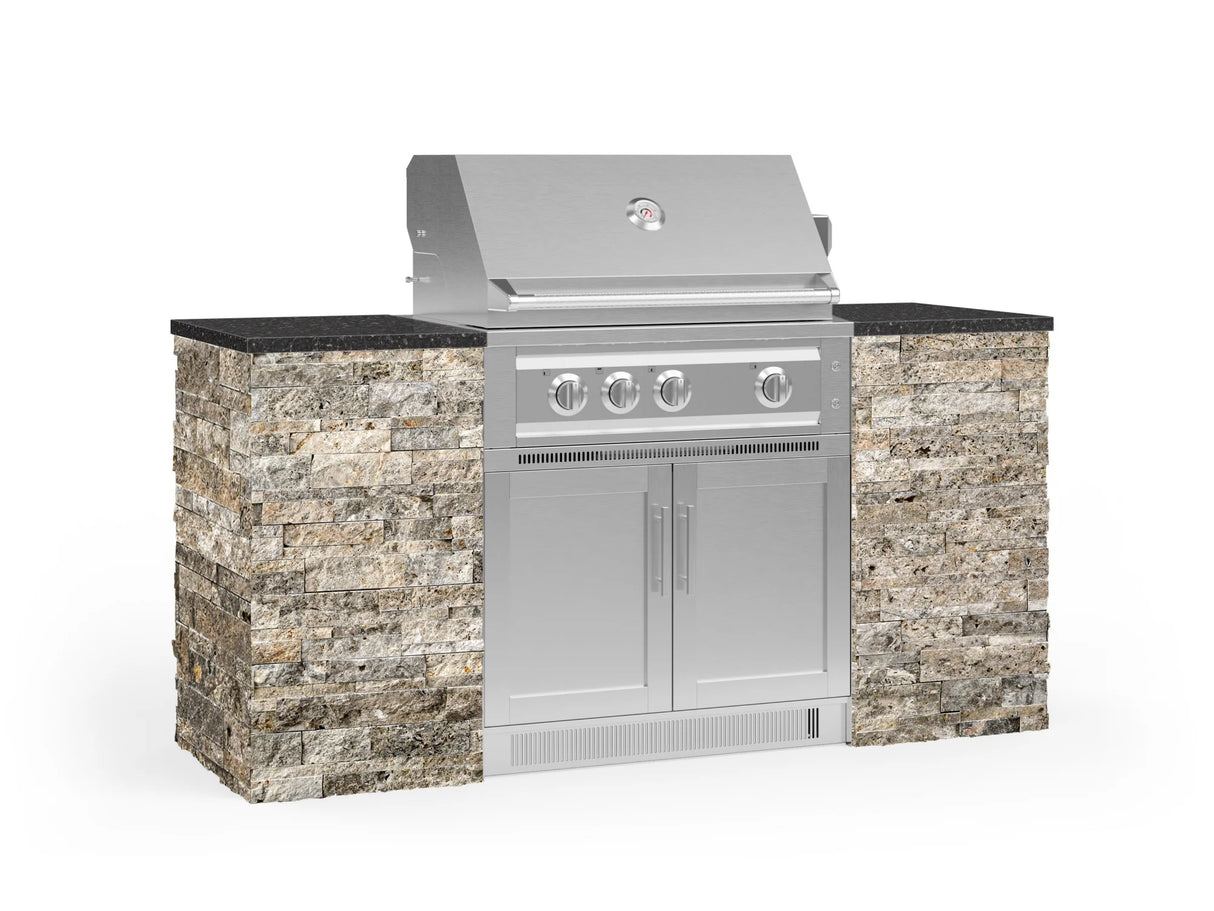 Outdoor Kitchen Signature Series 6 Piece Cabinet Set with Platinum Grill and Grill Cabinet