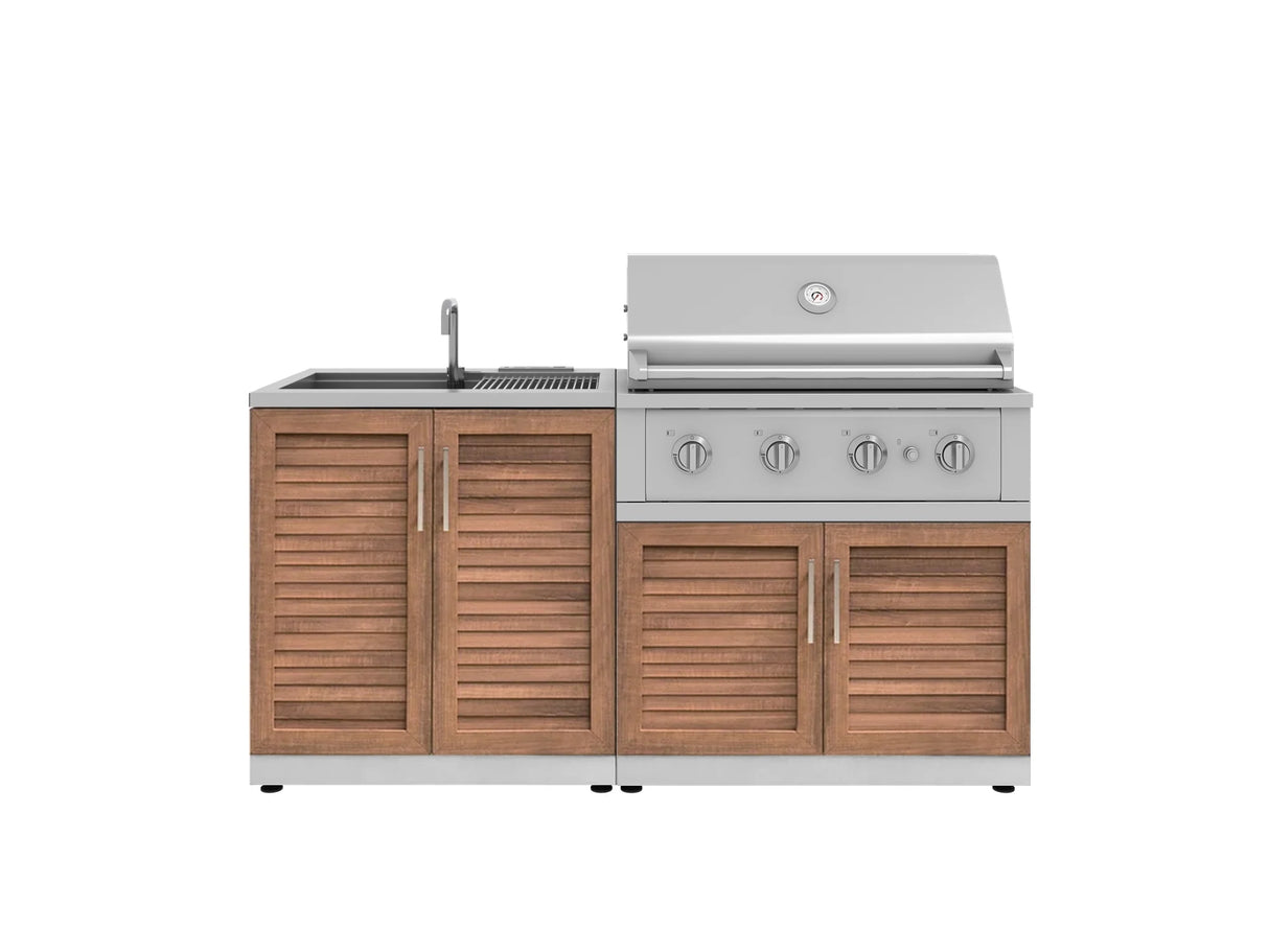 Outdoor Kitchen Stainless Steel 3 Piece Cabinet Set with Sink Cabinet and Performance Gas Grill