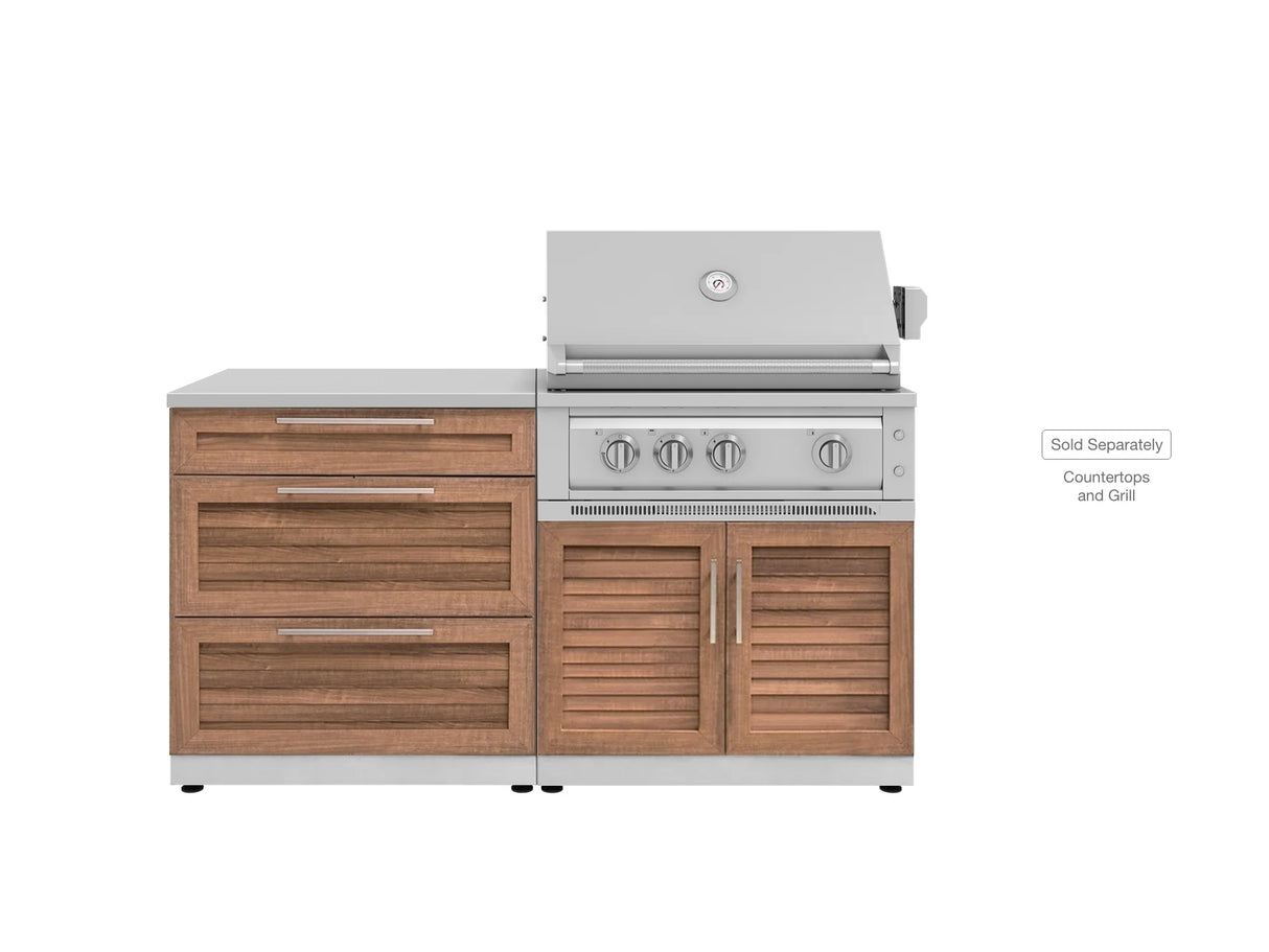 Outdoor Kitchen Stainless-Steel 2 Piece Cabinet Set with 3 Drawer and Grill Cabinet