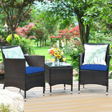 3 Pcs Patio Furniture Set Outdoor Wicker Rattan Set-Navy