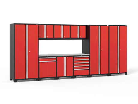 Pro Series 10 Piece Cabinet Set with Lockers, Tool Drawer Cabinet and 84 In. Worktop