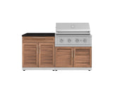 Outdoor Kitchen Stainless-Steel 4 Piece Cabinet Set with Bar, Grill Cabinet, Performance Grill, and Countertop