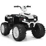 12V Kids Ride on ATV with LED Lights and Treaded Tires and LED lights-White