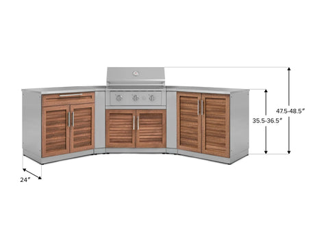 Outdoor Kitchen Stainless-Steel 7 Piece Cabinet Set with 2 Door, Bar, Corner, Grill Cabinet, Performance Grill, and Countertops