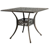 35.4 Inch Aluminum Patio Square Dining Table with Umbrella Hole-Bronze