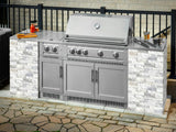 Outdoor Kitchen Signature Series 11 Piece L Shaped Cabinet Set with 3 Drawer, Bar, Dual Side Burner, Grill and Grill Cabinet