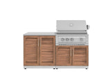 Outdoor Kitchen Stainless Steel 4 Piece Cabinet Set with 2 Door, Grill Cabinet, Platinum Grill and Countertop