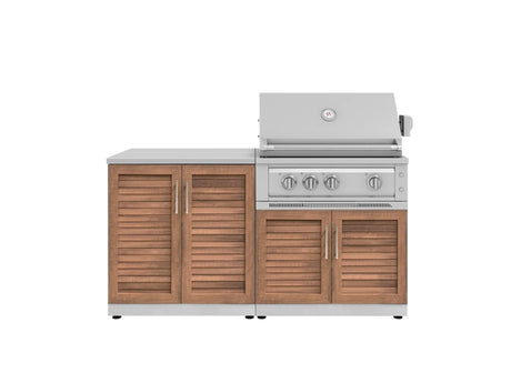 Outdoor Kitchen Stainless Steel 4 Piece Cabinet Set with 2 Door, Grill Cabinet, Platinum Grill and Countertop