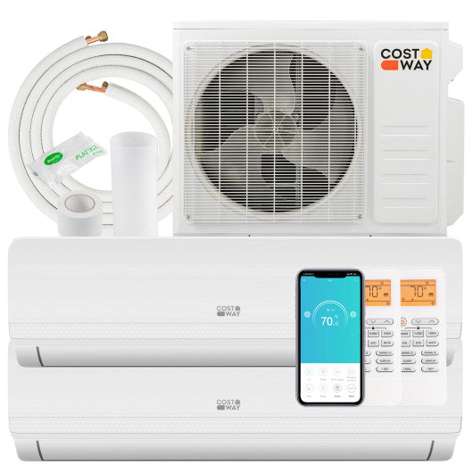 36000 BTU 2 Zone 19 SEER2 Mini Split AC with Heat Pump-24K + 24K