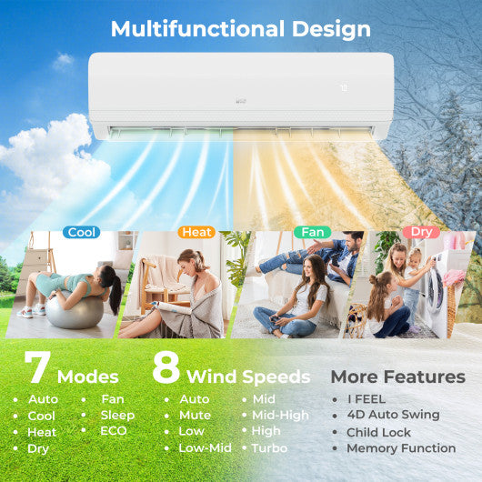 36000 BTU 4 Zone 19 SEER2 Mini Split AC with Heat Pump-9K + 12K + 12K + 12K