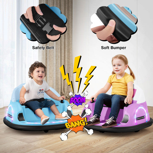 12V 360° Ride on Bumper Car for Toddlers with Remote Control-Light Blue