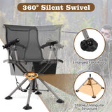 360° Swivel Portable Hunting Chair with Adjustable Legs and Armrests-Black