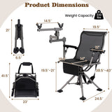 360° Swivel Portable Hunting Chair with Adjustable Legs and Armrests-Black
