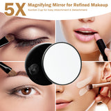 360° Rotatable Vanity Makeup Mirror with 3 Color Lighting Modes and Touch Control-Black
