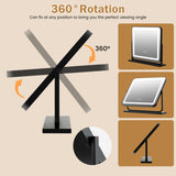 360° Rotatable Vanity Makeup Mirror with 3 Color Lighting Modes and Touch Control-Black