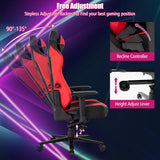 360° Swivel Computer Chair with Casters for Office Bedroom-Red