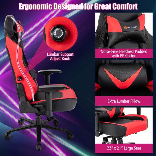 360° Swivel Computer Chair with Casters for Office Bedroom-Red