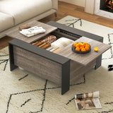 36.5 Inch Coffee Table with Sliding Top and Hidden Compartment-Gray