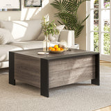 36.5 Inch Coffee Table with Sliding Top and Hidden Compartment-Gray