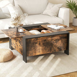 36.5 Inch Coffee Table with Sliding Top and Hidden Compartment-Rustic Brown