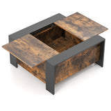 36.5 Inch Coffee Table with Sliding Top and Hidden Compartment-Rustic Brown