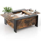 36.5 Inch Coffee Table with Sliding Top and Hidden Compartment-Rustic Brown