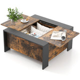 36.5 Inch Coffee Table with Sliding Top and Hidden Compartment-Rustic Brown