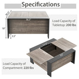 36.5 Inch Coffee Table with Sliding Top and Hidden Compartment-Gray