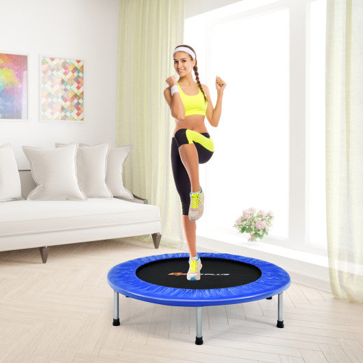 36 Inch Mini Folding Trampoline Portable Recreational Fitness Rebounder-Blue