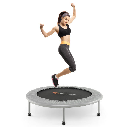 36 Inch Mini Folding Trampoline Portable Recreational Fitness Rebounder-Silver