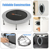 36 Inch Mini Folding Trampoline Portable Recreational Fitness Rebounder-Silver