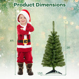 36 Inch Unlit Artificial Christmas Mini Tree with Plastic Stand-Green