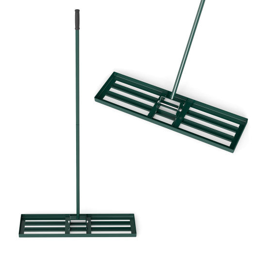 36 x 10 Inch Lawn Leveling Rake with Ergonomic Handle-Green
