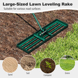 36 x 10 Inch Lawn Leveling Rake with Ergonomic Handle-Green