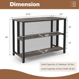 36 Inch 3-Tier Bar Table with Storage Metal Frame Adjustable Foot Pads for Dining Room-Gray